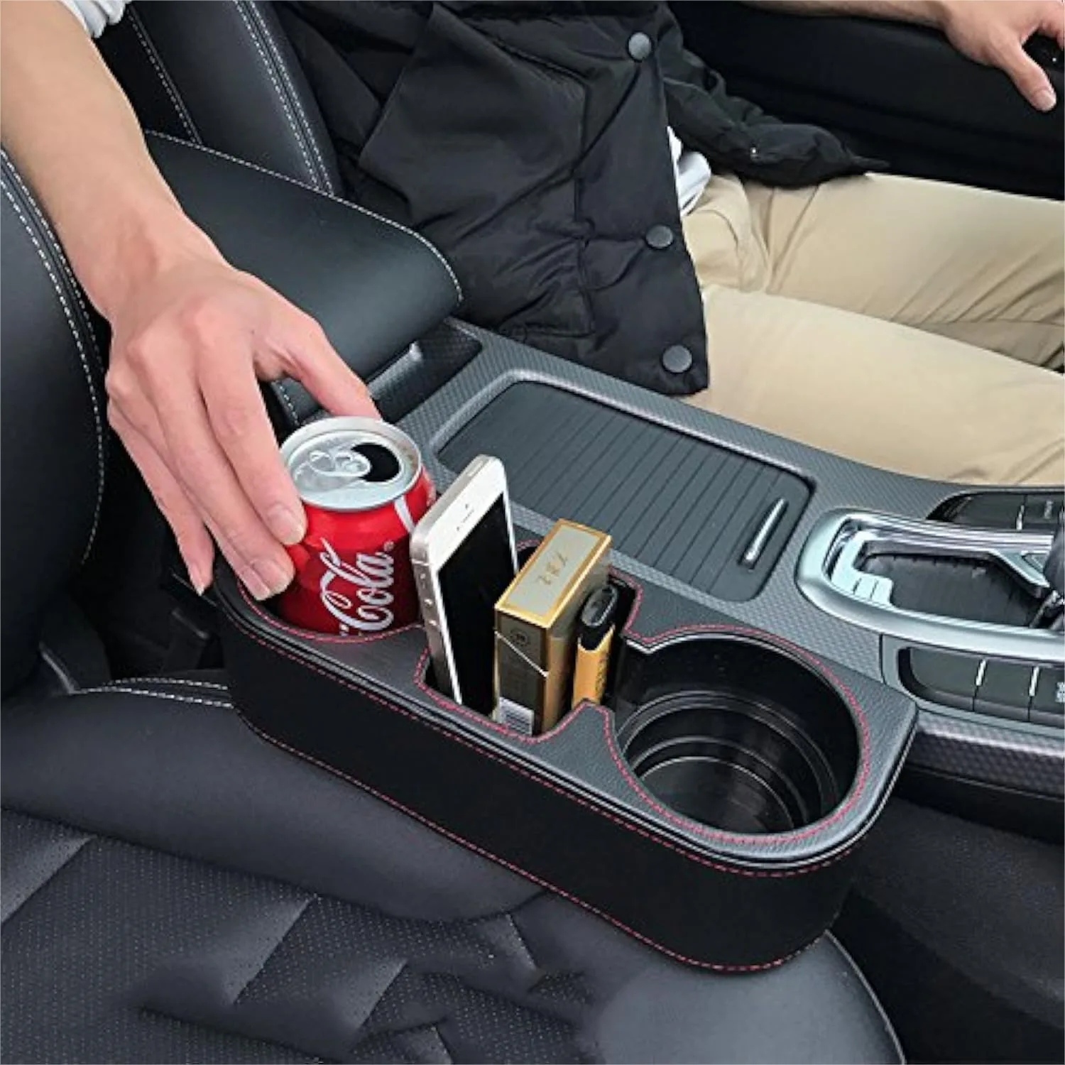 Car Cup Holder and Seat Organizer with PU Leather Cover, Gap Filler Storage Box for Phones and Coins, Convenient Black Accessory
Car Cup Holder and Seat Organizer with PU Leather Cover, Gap Filler Storage Box for Phones and Coins, Convenient Black Accessory