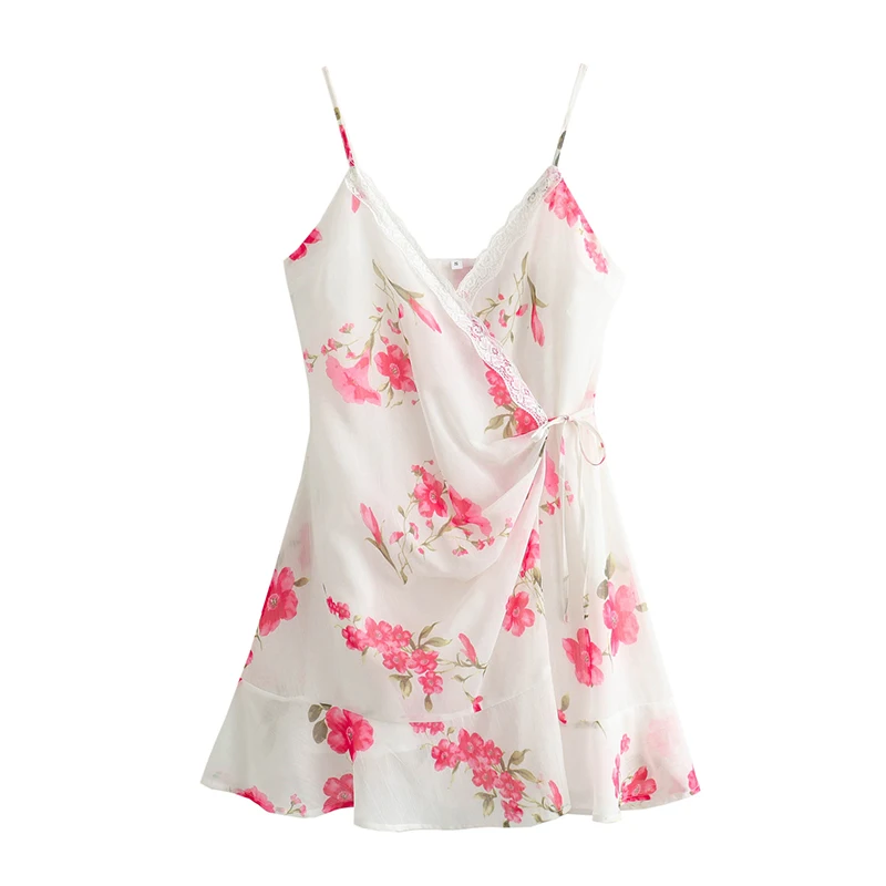 Sexy Women Lace Trim Floral Print Sling Wrap Summer Beach Dress Chiffon Short Vestidos
Sexy Women Lace Trim Floral Print Sling Wrap Summer Beach Dress Chiffon Short Vestidos