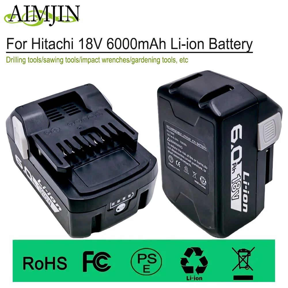 For Hitachi 18V 6000mAh Li-ion Battery, Cordless Power Tools for BSL1850 BSL1860 BCL1815 EBM1830 BSL1840
For Hitachi 18V 6000mAh Li-ion Battery, Cordless Power Tools for BSL1850 BSL1860 BCL1815 EBM1830 BSL1840