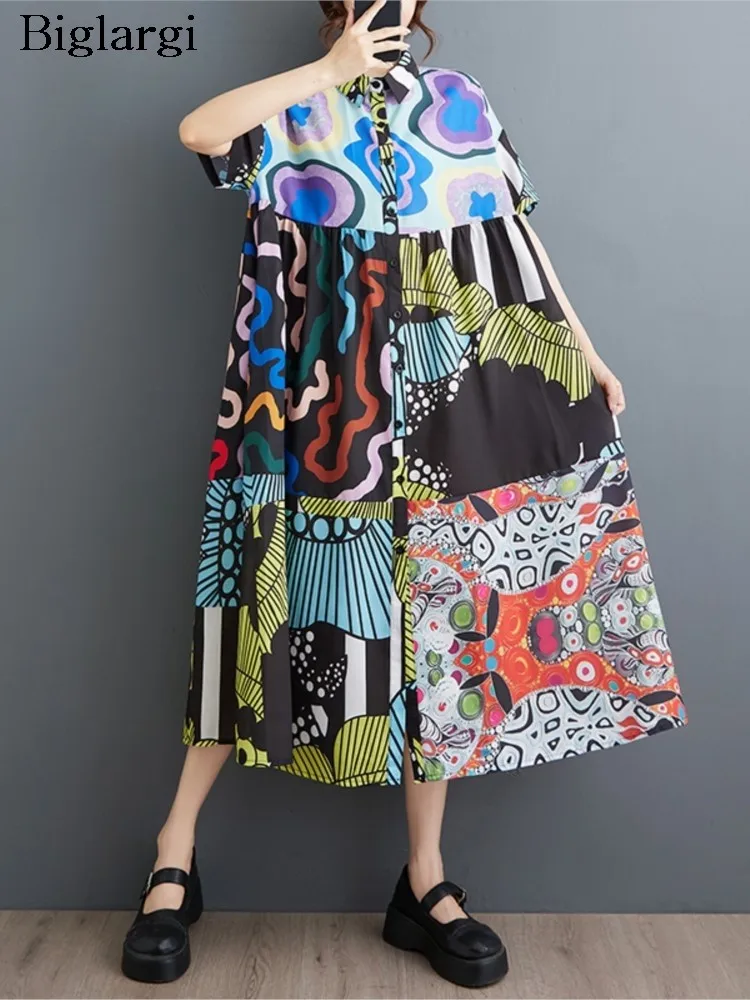 Oversized Summer Midi Shirt Dress Women Irregular Graffiti Print Fashion Loose Ruffle Ladies Dresses Short Sleeve Woman Dress
Oversized Summer Midi Shirt Dress Women Irregular Graffiti Print Fashion Loose Ruffle Ladies Dresses Short Sleeve Woman Dress