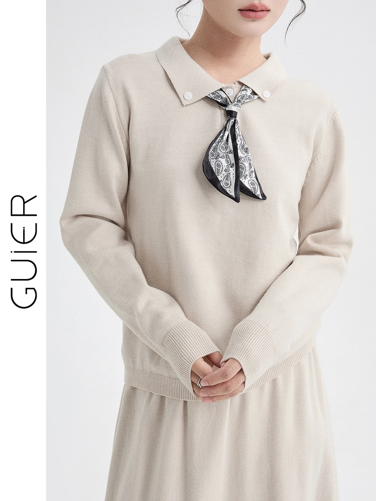 Guier Women's Knitted Long Sve Ne Sweater Spring 2026 New Sle Silk Scarf Decorated Casual Loose Fit Pure Color
Guier Women's Knitted Long Sve Ne Sweater Spring 2026 New Sle Silk Scarf Decorated Casual Loose Fit Pure Color