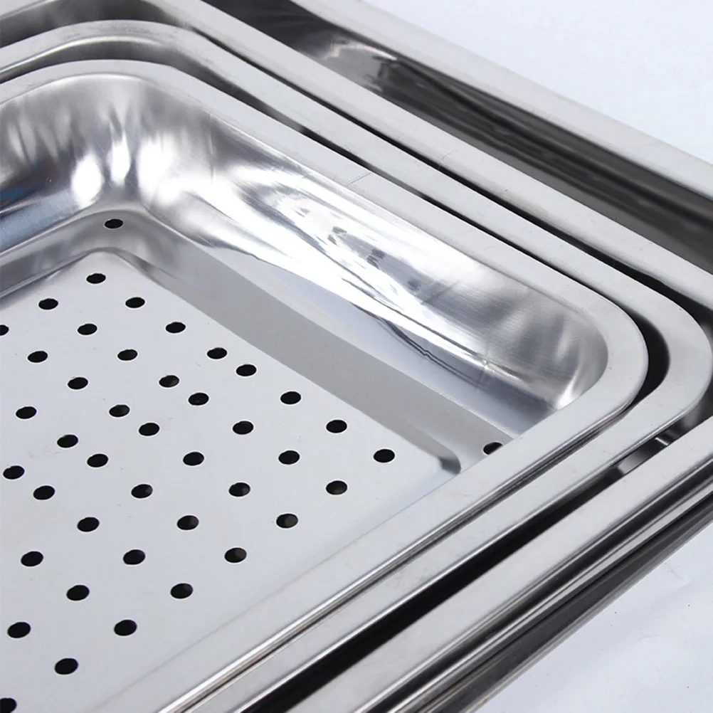 Premium Stainless Steel Rectangular Tray Thickened Drainer Multifunctional Food Storage Tray Kitchen Accessory
Premium Stainless Steel Rectangular Tray Thickened Drainer Multifunctional Food Storage Tray Kitchen Accessory