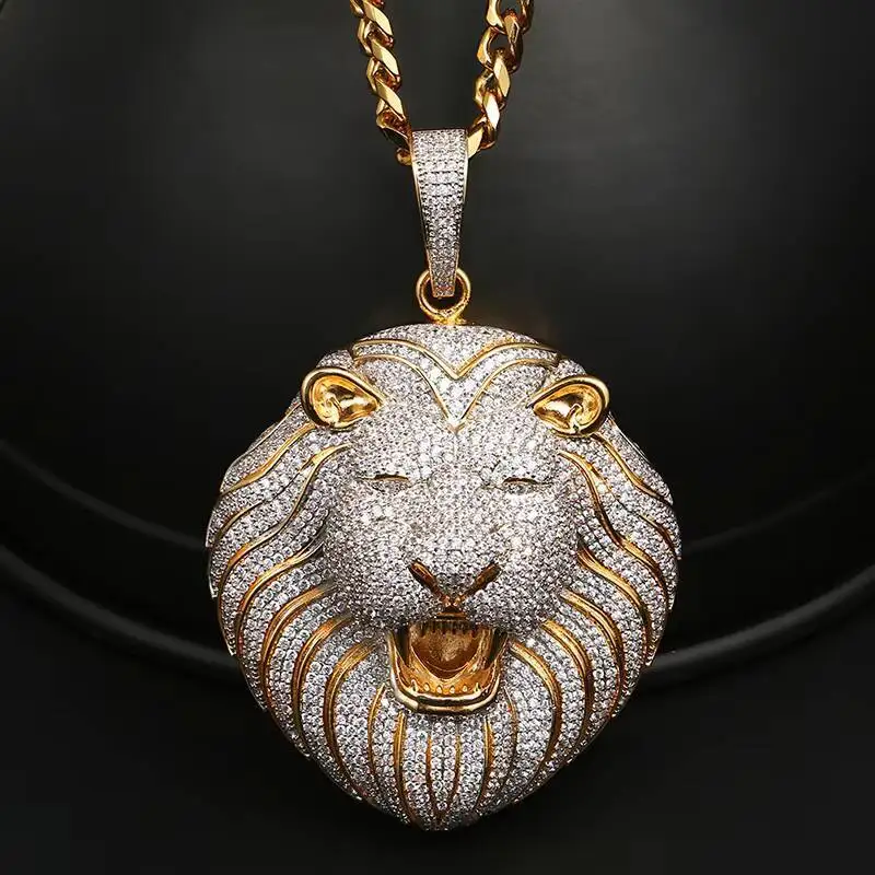 Hot Sale Luxury Big Lion Head Pendant Cubic Zirconia Iced Out Hip Hop Sliver Gold Jewelry Charm Animal Pendant for Men
Hot Sale Luxury Big Lion Head Pendant Cubic Zirconia Iced Out Hip Hop Sliver Gold Jewelry Charm Animal Pendant for Men