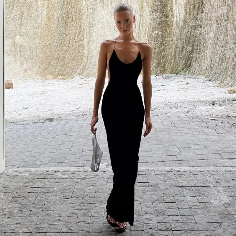 Streetwear Hot Girl Spaghetti Strap Dress Sexy Low Cut Backless Package Hip Slim Long Dresses Trendy Party Night Club Vestidos
Streetwear Hot Girl Spaghetti Strap Dress Sexy Low Cut Backless Package Hip Slim Long Dresses Trendy Party Night Club Vestidos