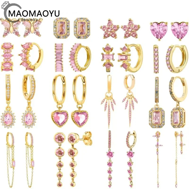 925 sterling Silver Ear Needle Sweet and Romantic Pink Series Zircon Earrings Women's Geometric Hoop Earrings Exquisite Jewelry
925 sterling Silver Ear Needle Sweet and Romantic Pink Series Zircon Earrings Women's Geometric Hoop Earrings Exquisite Jewelry