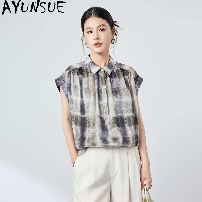 AYUNSUE Silk and Linen Blend Women's Blouses and Shirts Tie-dye Tops for Woman Fashion Lapel Summer Tops Woman Clothes Рубашка
AYUNSUE Silk and Linen Blend Women's Blouses and Shirts Tie-dye Tops for Woman Fashion Lapel Summer Tops Woman Clothes Рубашка