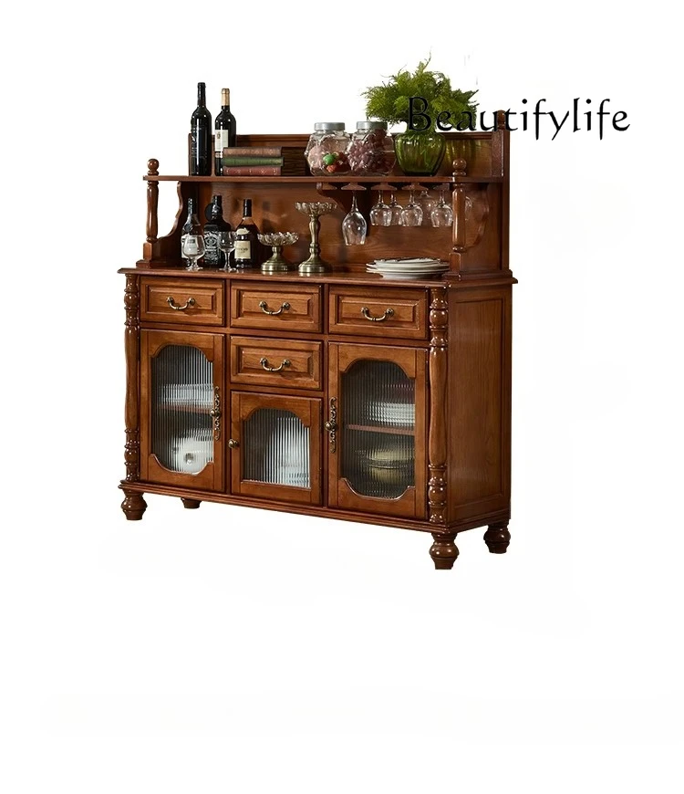 American all-solid wood dining side cabinet integrated against the wall European retro storage kitchen cabinet household
American all-solid wood dining side cabinet integrated against the wall European retro storage kitchen cabinet household
