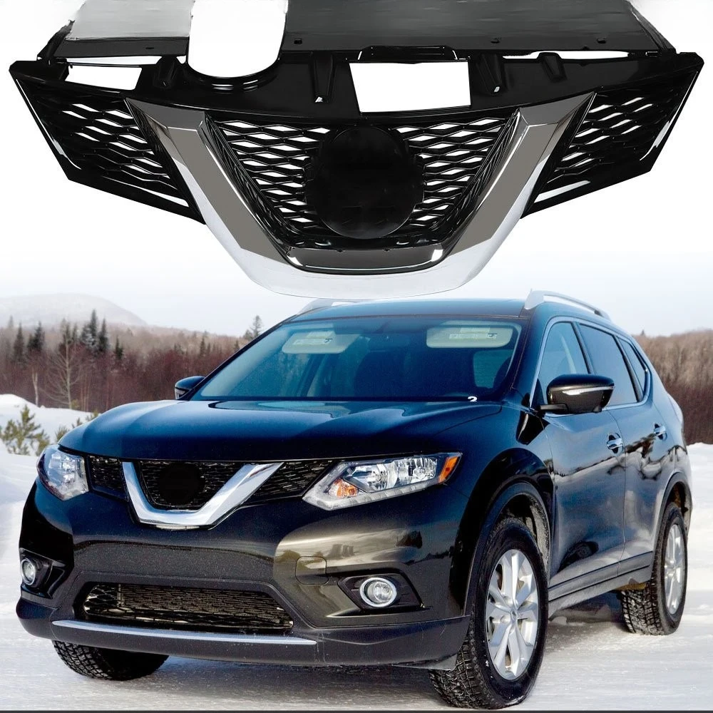 Front Bumper Upper Grille Glossy Black Mesh W/Chrome For Nissan Rogue 2014-2015
Front Bumper Upper Grille Glossy Black Mesh W/Chrome For Nissan Rogue 2014-2015
