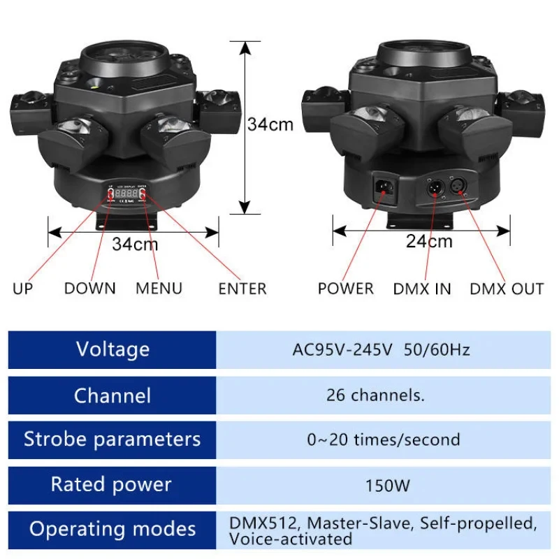150W RGBW LED Multi-eyed Six-armed Moving Head Neutral White Beam KTV Stage Lights DMX512 Control for Night Club DJ Party Lighti
150W RGBW LED Multi-eyed Six-armed Moving Head Neutral White Beam KTV Stage Lights DMX512 Control for Night Club DJ Party Lighti