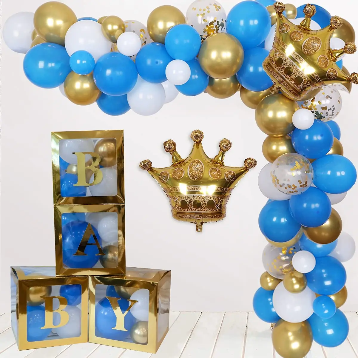 JOYMEMO-Royal Prince Balloon Garland for Boys, Baby Shower Decorations, Gold, Blue, Boxes, Crown Balloons
JOYMEMO-Royal Prince Balloon Garland for Boys, Baby Shower Decorations, Gold, Blue, Boxes, Crown Balloons
