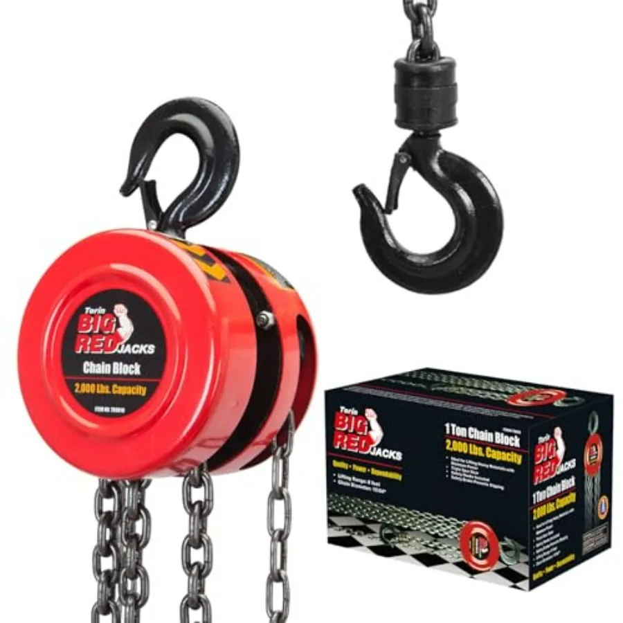 TR9010-3 Manual Hand Chain Hoist with 2 Heavy Duty Hooks for Warehouse Automotive Machinery 1 Ton 2 000lb Ccity 8ft/2.5m Red
TR9010-3 Manual Hand Chain Hoist with 2 Heavy Duty Hooks for Warehouse Automotive Machinery 1 Ton 2 000lb Ccity 8ft/2.5m Red