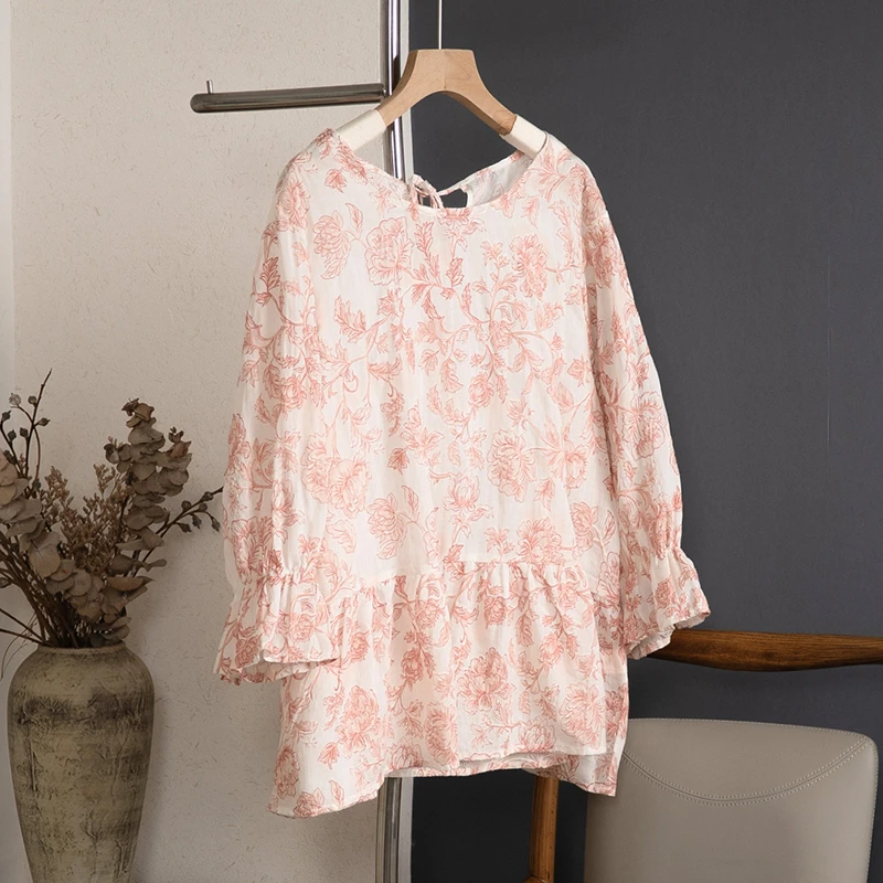 100% Ramie Women Casual Blouse Shirt New 2026 Summer Vintage Style O-neck Print Loose Comfortable Female Tops Shirts M2724
100% Ramie Women Casual Blouse Shirt New 2026 Summer Vintage Style O-neck Print Loose Comfortable Female Tops Shirts M2724
