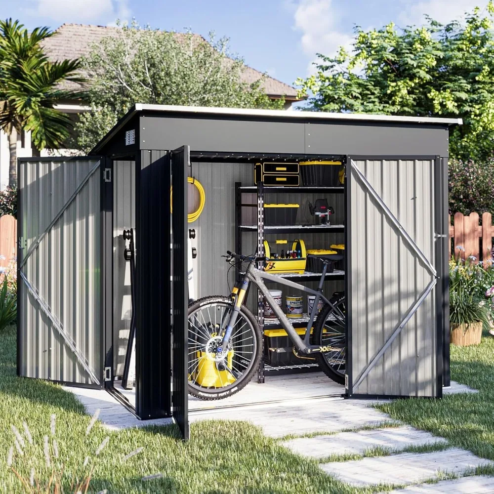 4' x 8' Shed Outdoor Storage Shed, with Triple Lockable Door Metal Storage Cabinet, with Slopping Roof for Tools Bicycles
4' x 8' Shed Outdoor Storage Shed, with Triple Lockable Door Metal Storage Cabinet, with Slopping Roof for Tools Bicycles