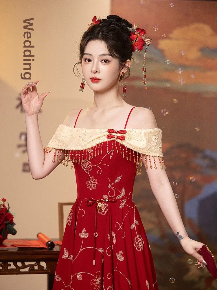 Red Wedding Dr Evening Gown Women's Faion Sense Return Home Clothes Luxury Small ence Engagement Marriage Ceremony
Red Wedding Dr Evening Gown Women's Faion Sense Return Home Clothes Luxury Small ence Engagement Marriage Ceremony