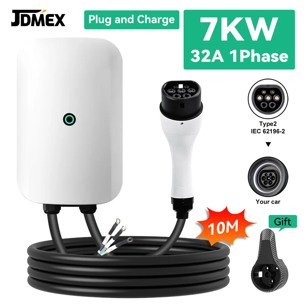 JDMEX 7KW EV Charging Station Type2 32A 1Phase Fast Charging EVSE Wallbox Electric Vehicle Charger 10M Wall-mounted Car Charger
JDMEX 7KW EV Charging Station Type2 32A 1Phase Fast Charging EVSE Wallbox Electric Vehicle Charger 10M Wall-mounted Car Charger