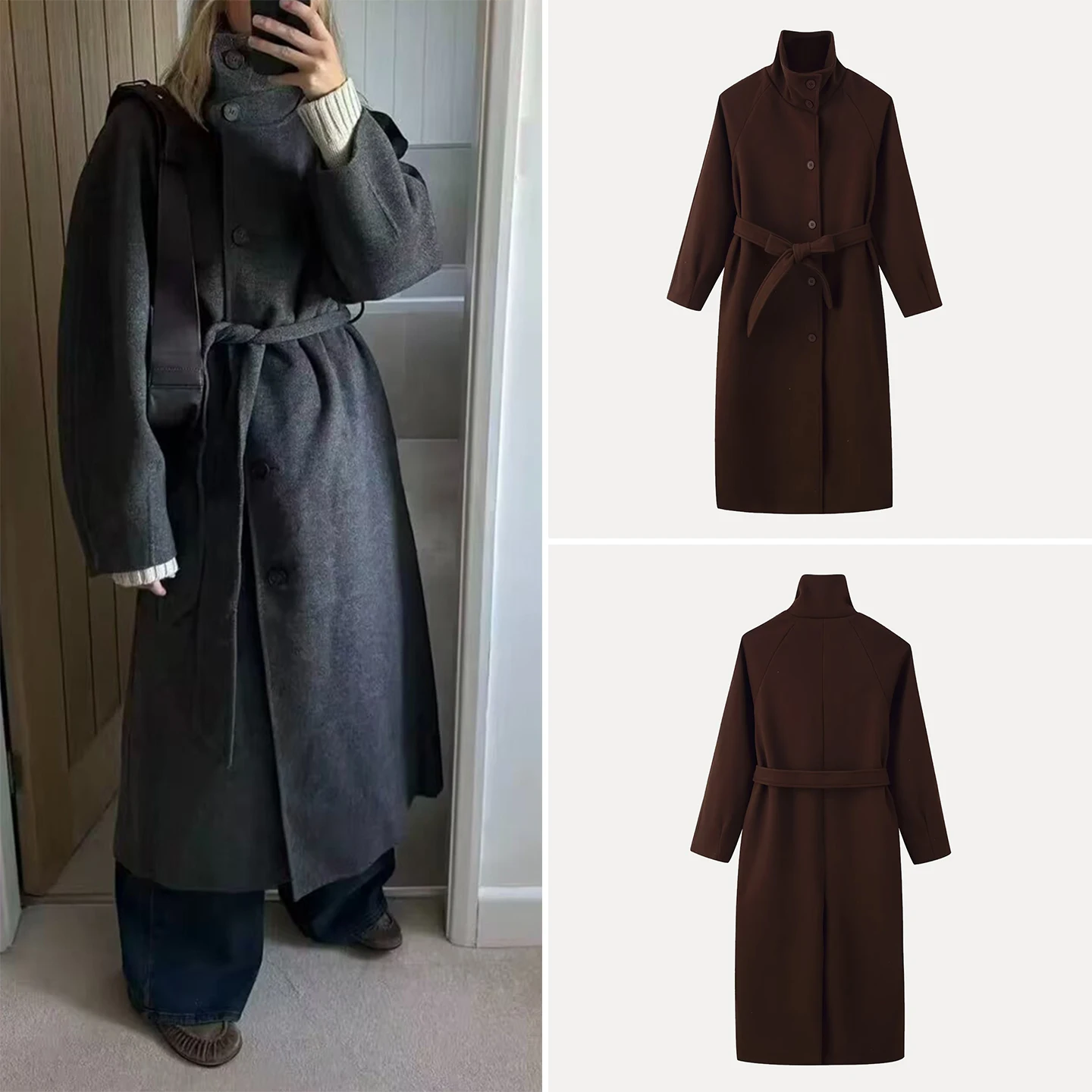 Модное длинное шерстяное пальто с воротником-стойкой и поясом для женщин, элегантный простой дизайн, осенняя новинка
Модное длинное шерстяное пальто с воротником-стойкой и поясом для женщин, элегантный простой дизайн, осенняя новинка