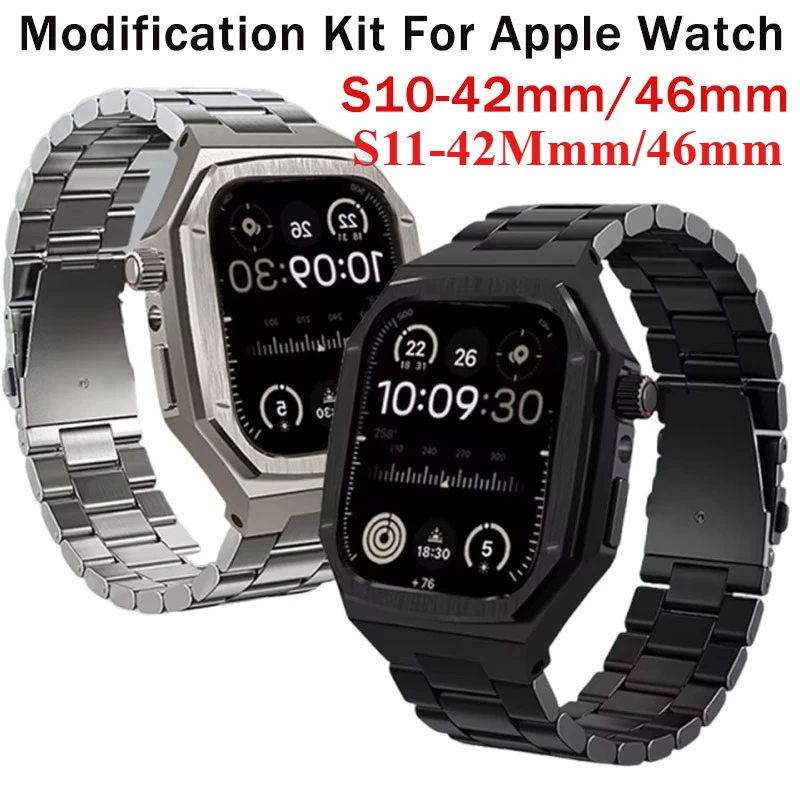 Luxury Metal Modification Kit for Apple Watch 11 46mm 42mm Stainless Steel Strap+Metal Case for Iwatch Series10 42mm/46mm Band
Luxury Metal Modification Kit for Apple Watch 11 46mm 42mm Stainless Steel Strap+Metal Case for Iwatch Series10 42mm/46mm Band