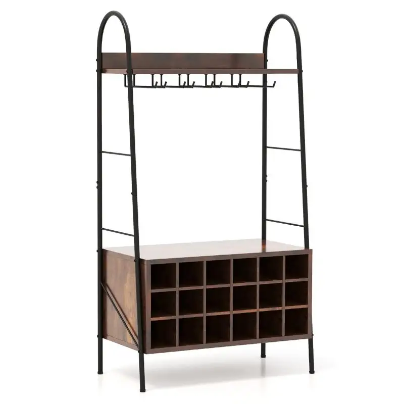 Baker's Rack with Detachable Wine Rack and 5 Rows of Stemware Holder-Rustic Brown
Baker's Rack with Detachable Wine Rack and 5 Rows of Stemware Holder-Rustic Brown