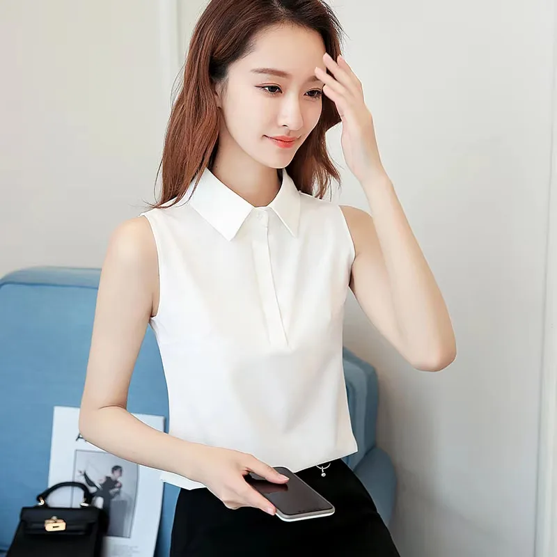 Office Work Wear Women Spring Summer Style Chiffon Blouses Shirts Lady Casual Sleeveless Turn-down Collar Blusas Tops
Office Work Wear Women Spring Summer Style Chiffon Blouses Shirts Lady Casual Sleeveless Turn-down Collar Blusas Tops