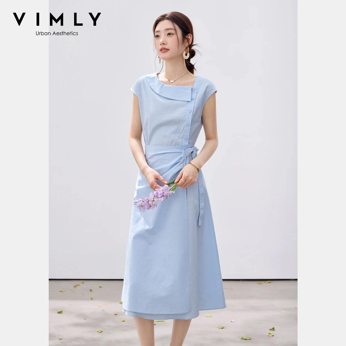 VIMLY Women's Casual Sleeveless A-Line Dress Fashion 3D Side Pleat Tie Waist Asymmetrical Lapel Collar Slim Shirt Dress A5361
VIMLY Women's Casual Sleeveless A-Line Dress Fashion 3D Side Pleat Tie Waist Asymmetrical Lapel Collar Slim Shirt Dress A5361