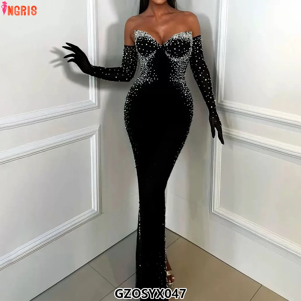 Women's High-end Black Long Sleeve With Glove Strapless Beaded Pearls Bodycon Prom Dresses Party Dress-GZOSYX047
Women's High-end Black Long Sleeve With Glove Strapless Beaded Pearls Bodycon Prom Dresses Party Dress-GZOSYX047