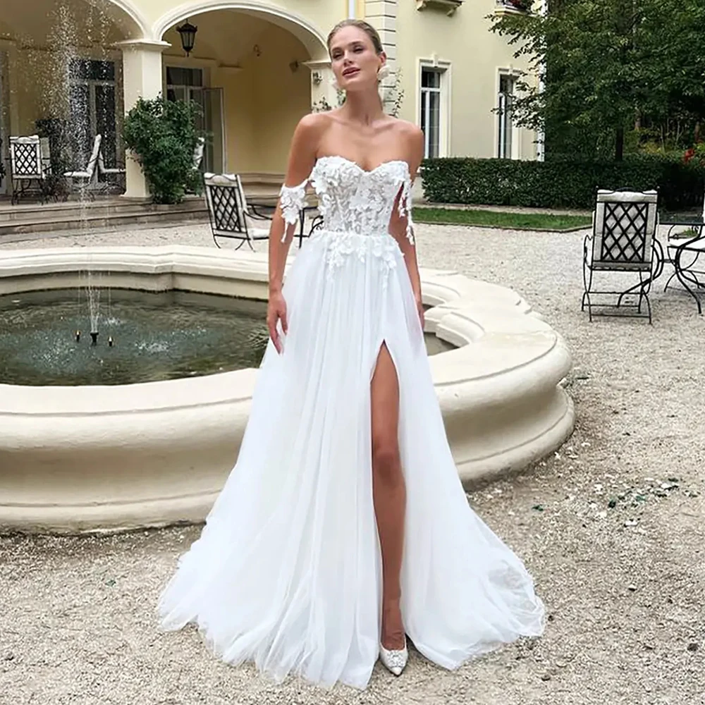 Свадебные платья с цветочным принтом Тюлевые платья трапециевидной формы для свадебной вечеринки Белые трендовые женские платья с открытыми плечами и аппликацией с разрезом по бокам
Свадебные платья с цветочным принтом Тюлевые платья трапециевидной формы для свадебной вечеринки Белые трендовые женские платья с открытыми плечами и аппликацией с разрезом по бокам