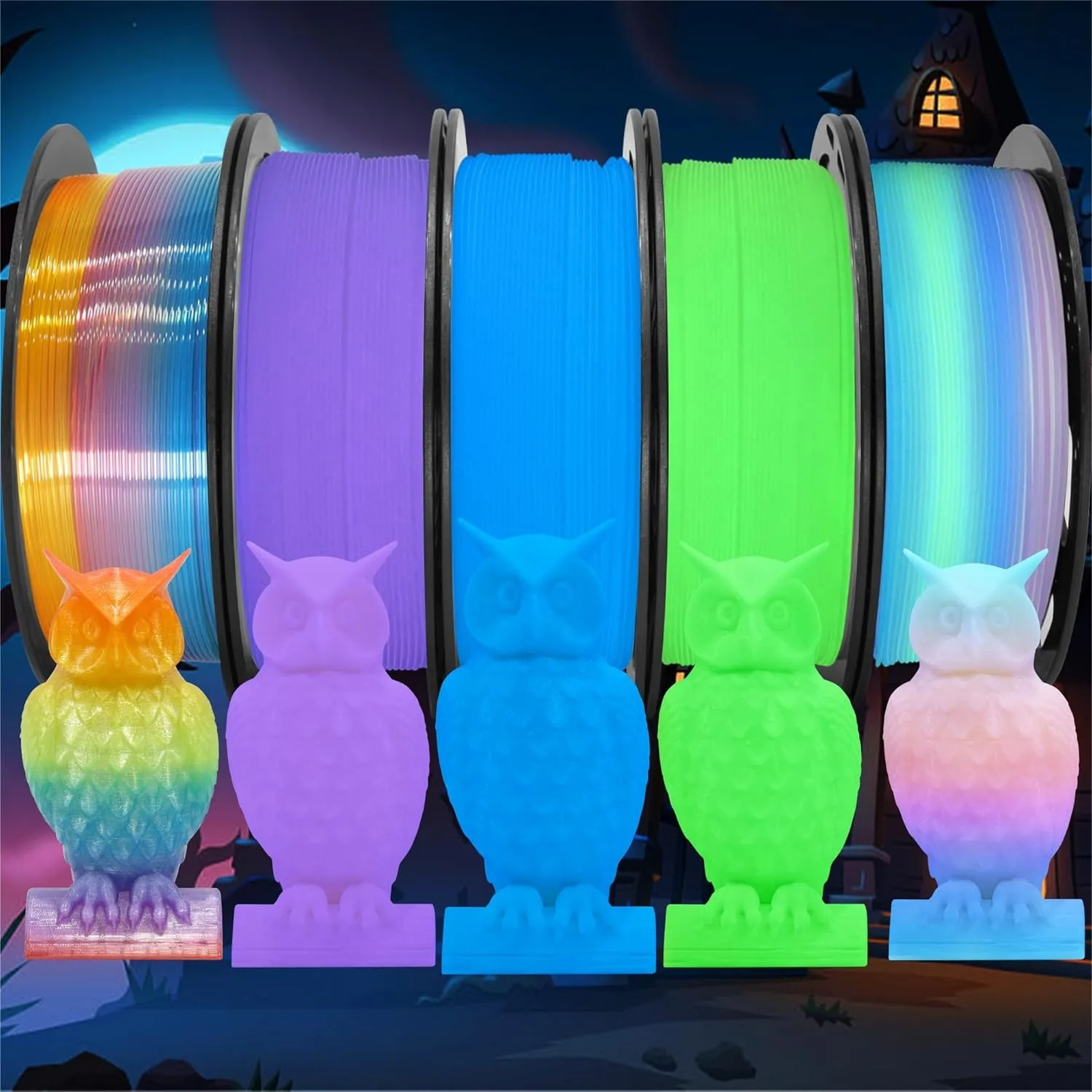 1.75mm PLA 3D Printer Filament Bundle 5 Spools 250g Each Glow in Dark Green Blue Purple Rainbow 1.25kg 3D Printing Material
1.75mm PLA 3D Printer Filament Bundle 5 Spools 250g Each Glow in Dark Green Blue Purple Rainbow 1.25kg 3D Printing Material