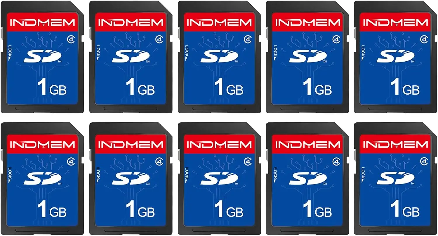 INDMEM SD Card 1GB 10 Packs Class 4 Flash Memory Card MLC Standard for Camera