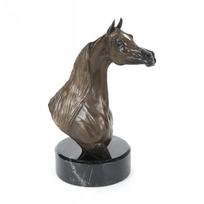 Декоративная статуэтка головы арабской лошади из бронзы, малая, в натуральную величину, латунь
Декоративная статуэтка головы арабской лошади из бронзы, малая, в натуральную величину, латунь