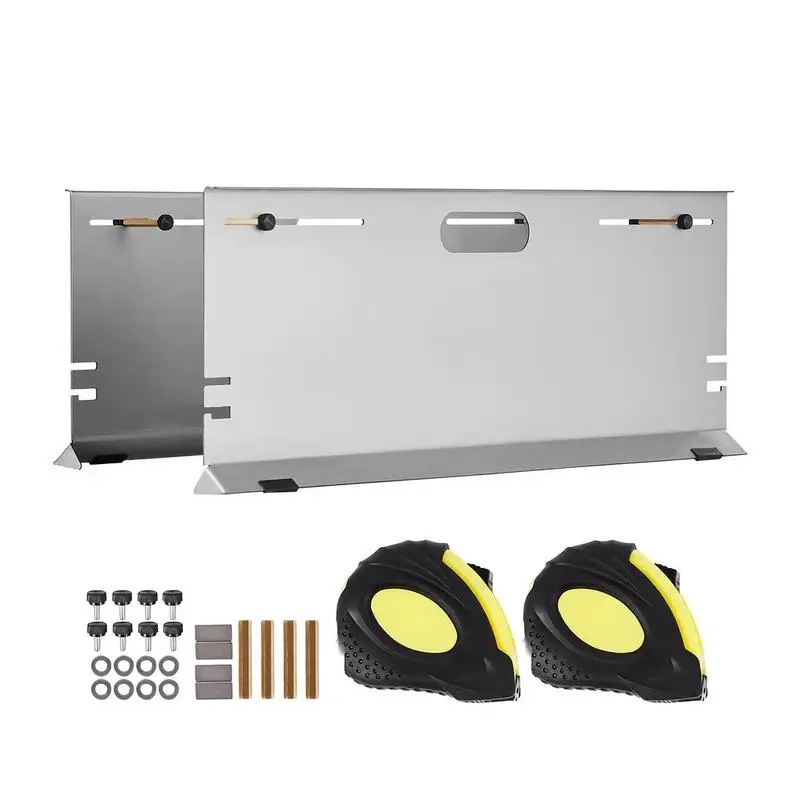 Wheel alignment system, 2-pack of wheel alignment plates, stainless steel toe angle measuring plate, 4 alignment rods & magnetic slots, incl. measuring tapes & conversion table
Wheel alignment system, 2-pack of wheel alignment plates, stainless steel toe angle measuring plate, 4 alignment rods & magnetic slots, incl. measuring tapes & conversion table