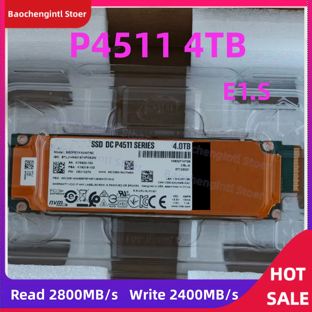 SSD P4511 4T NVME Protocol E1. S Interface PCIE 3.33PBW SSDPEYKX040T8L Enterprise Server Solid State Drive 5.9MM TCL FOR Intel
SSD P4511 4T NVME Protocol E1. S Interface PCIE 3.33PBW SSDPEYKX040T8L Enterprise Server Solid State Drive 5.9MM TCL FOR Intel