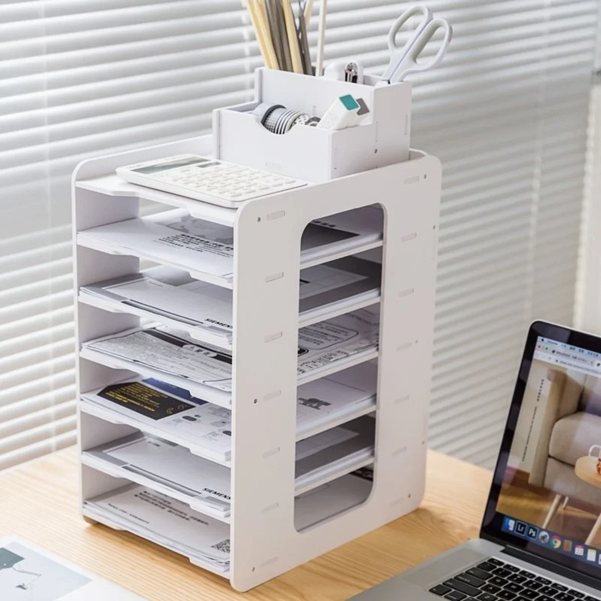 File Shelves Multi-layered Document Storage Organizer Rack A4 Paper Horizontal Layered Rack Desktop Organizer Office Accessories