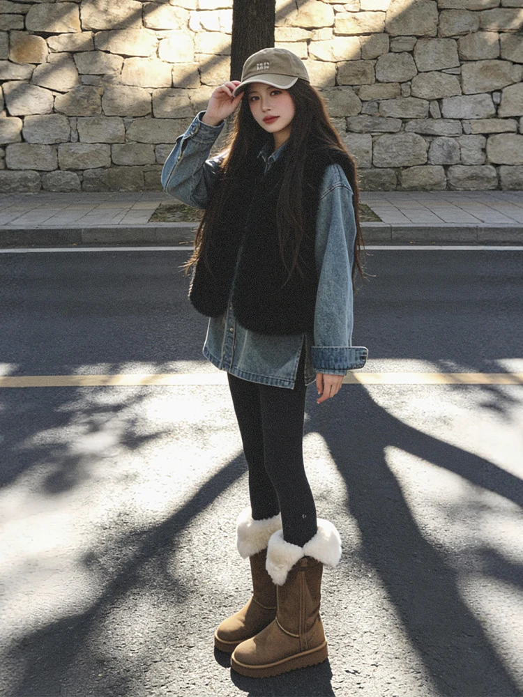Stylish Black Bouffant Top And Jeans Set Women's Casual Fashion Winter Outfit High Waist Warmth Guaranteed Collar Design
Stylish Black Bouffant Top And Jeans Set Women's Casual Fashion Winter Outfit High Waist Warmth Guaranteed Collar Design