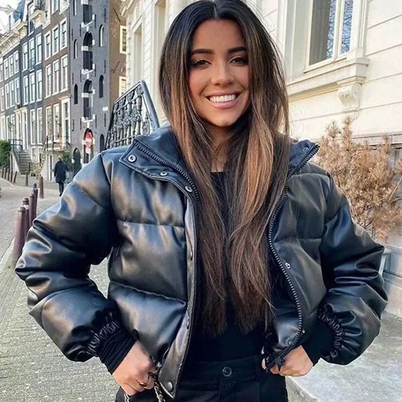 Winter Thick Women Short Parkas Warm Fashion PU Leather Coats Black Cotton Padded Female Down Jacket Elegant Zipper Clothes
Winter Thick Women Short Parkas Warm Fashion PU Leather Coats Black Cotton Padded Female Down Jacket Elegant Zipper Clothes