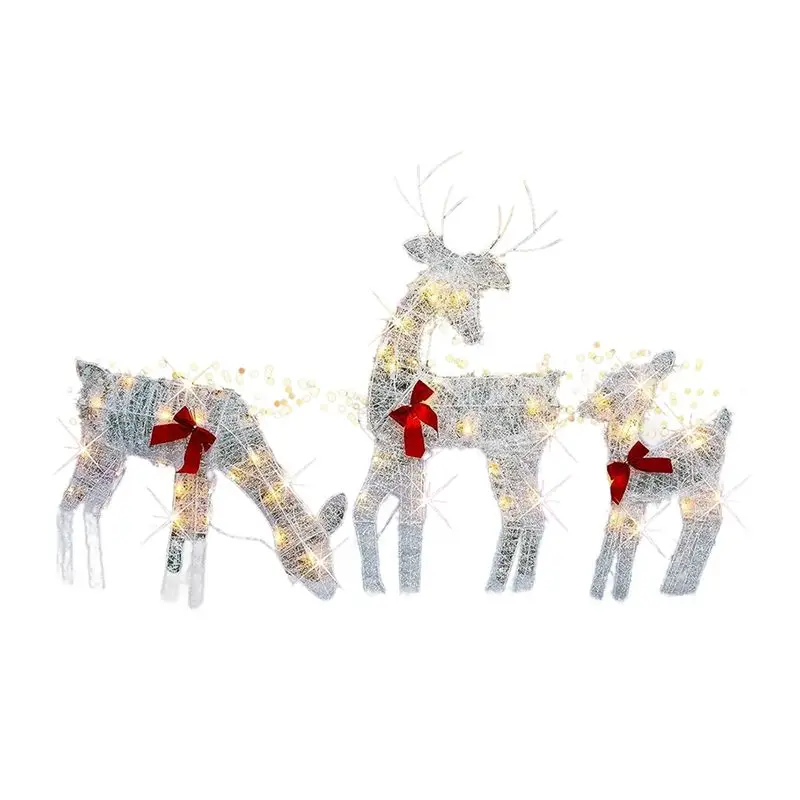 A88E-3 Piece Lighted Christmas 2D Reindeers Outdoor Decorations White Metal Pre-Lit Light Up Xmas Rudolph & Santa Sleigh With Li
A88E-3 Piece Lighted Christmas 2D Reindeers Outdoor Decorations White Metal Pre-Lit Light Up Xmas Rudolph & Santa Sleigh With Li