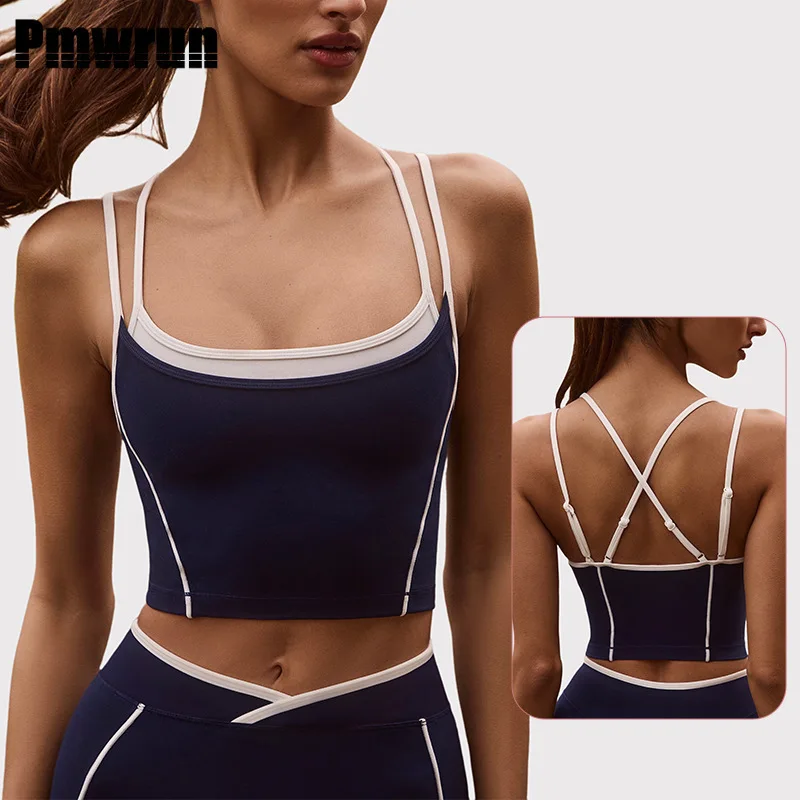 PMWRUN Women's Navy Contrast - Strap Yoga Tank Top, Crisscross Back & Soft Stretchy For Gym Yoga Pilates Dance Workout Wear
PMWRUN Women's Navy Contrast - Strap Yoga Tank Top, Crisscross Back & Soft Stretchy For Gym Yoga Pilates Dance Workout Wear