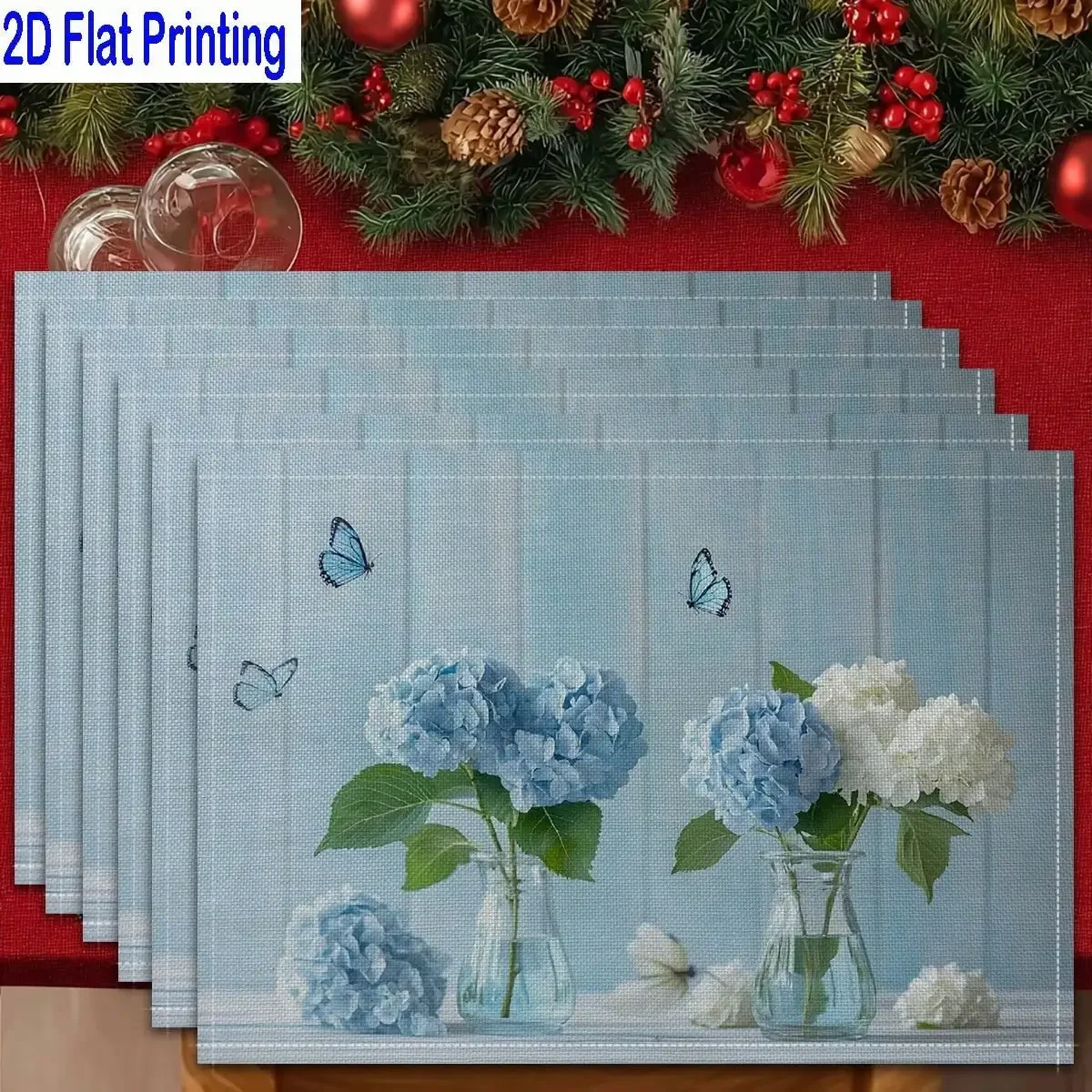 4PCs 2D Flat Printed Blue Hydrangea Butterfly Spring Colors Table Mats, Placemats, Heat-Resistant Kitchen Table Mats, Home Restaurant Table Mats, Outdoor Picnic Table Cloth Mats, Etc
4PCs 2D Flat Printed Blue Hydrangea Butterfly Spring Colors Table Mats, Placemats, Heat-Resistant Kitchen Table Mats, Home Restaurant Table Mats, Outdoor Picnic Table Cloth Mats, Etc