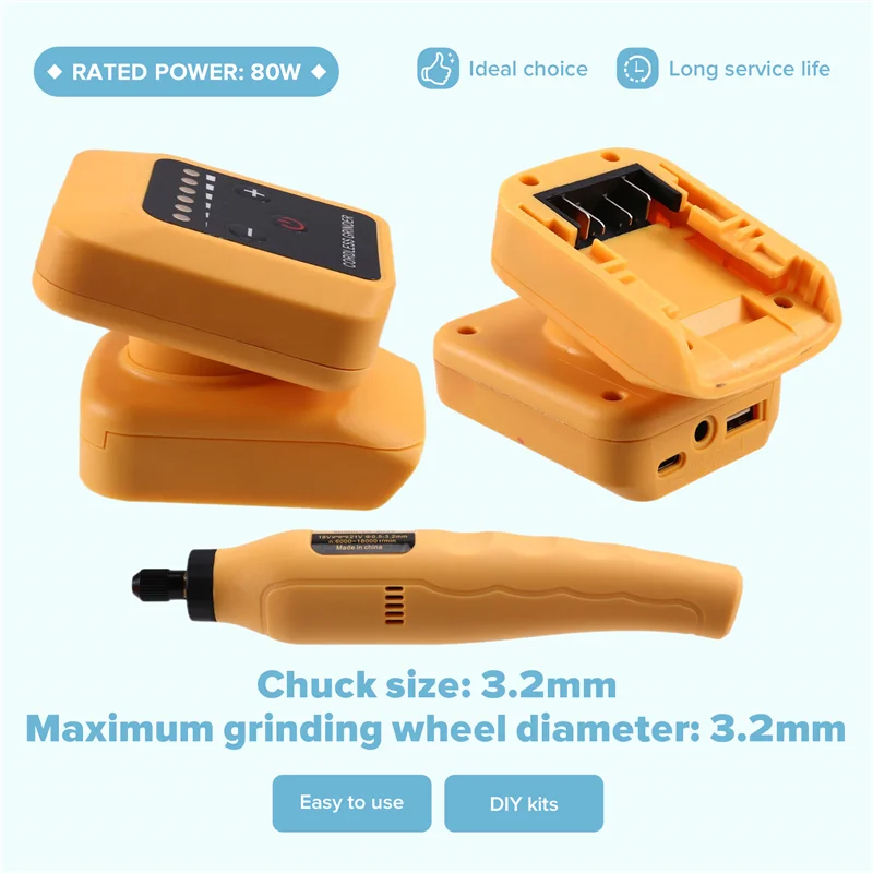 A74E-80W High-Speed Electric Grinder Kit, Rechargeable For 18V-21V Battery, DIY Tool Up To 18000Rpm
A74E-80W High-Speed Electric Grinder Kit, Rechargeable For 18V-21V Battery, DIY Tool Up To 18000Rpm