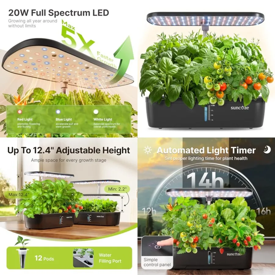 Hydroponics Growing System Kit 12 Pods, Indoor herb Garden with 20W LED Grow Light, Visible Water Tank with Pump, 2.2"-12.4" Ad
Hydroponics Growing System Kit 12 Pods, Indoor herb Garden with 20W LED Grow Light, Visible Water Tank with Pump, 2.2"-12.4" Ad