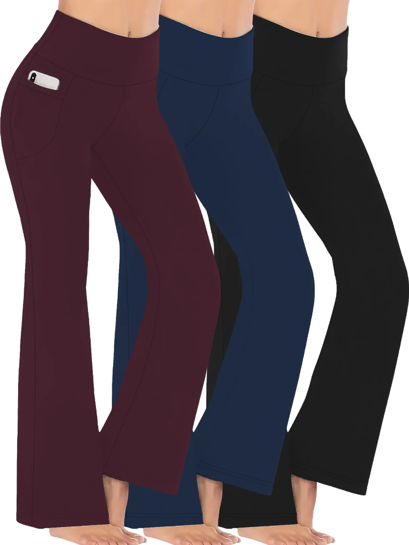 3 Pack Women's Super Soft Flare with Pockets High Waisted Tummy Control Workout Yoga Push Up Gym Fitness Leggings Bell Bottoms
3 Pack Women's Super Soft Flare with Pockets High Waisted Tummy Control Workout Yoga Push Up Gym Fitness Leggings Bell Bottoms