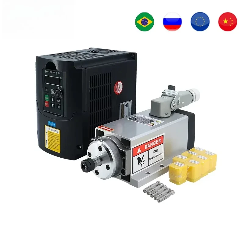 1.5kw 220v / 110v ER11 24000RPM 400HZ air cooled spindle with YL620 inverter VFD Aviation plug CNC engraving milling machine
1.5kw 220v / 110v ER11 24000RPM 400HZ air cooled spindle with YL620 inverter VFD Aviation plug CNC engraving milling machine