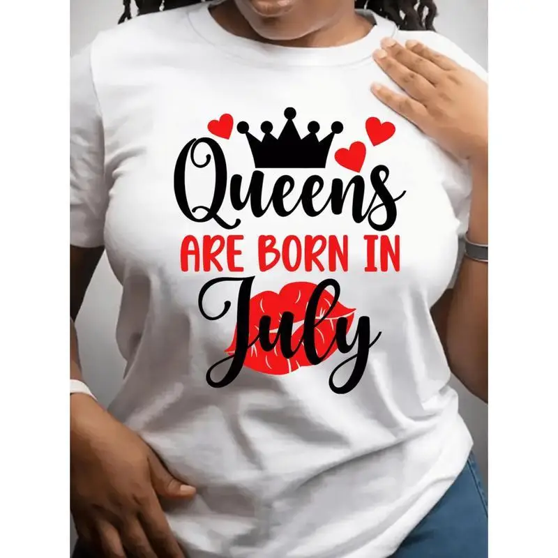 Cute July Birthday T-Shirt, Queens Are Born Gift for Her, Women's Happy Birthday Present Top, Crown Lips Girl Power Graphic Tee
Cute July Birthday T-Shirt, Queens Are Born Gift for Her, Women's Happy Birthday Present Top, Crown Lips Girl Power Graphic Tee
