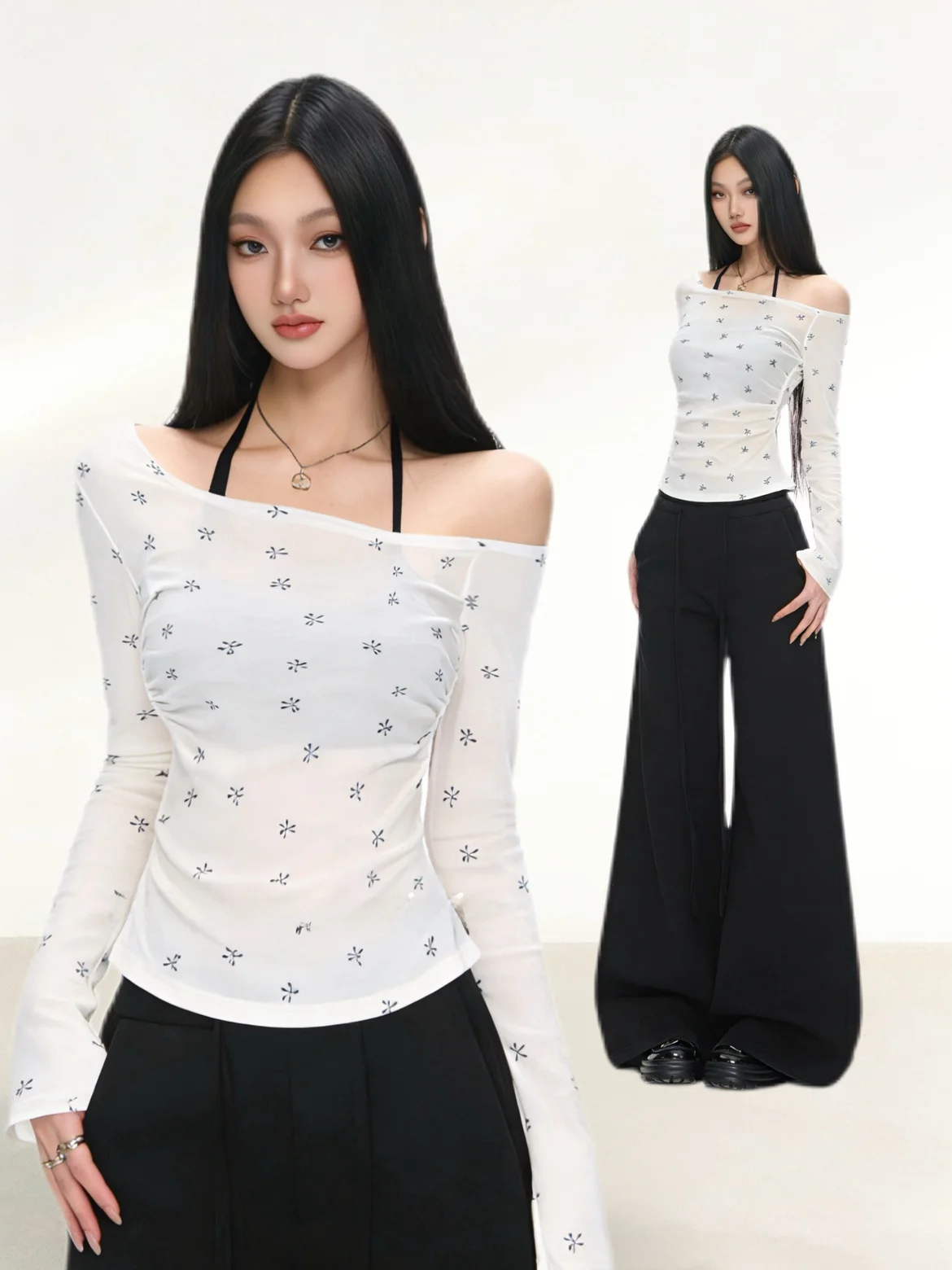 American Style Hot Girl Neck Hanging Strap Long Pants Set Casual Versatile Bell Bottoms Fashionable Summer Outfit for Women
American Style Hot Girl Neck Hanging Strap Long Pants Set Casual Versatile Bell Bottoms Fashionable Summer Outfit for Women