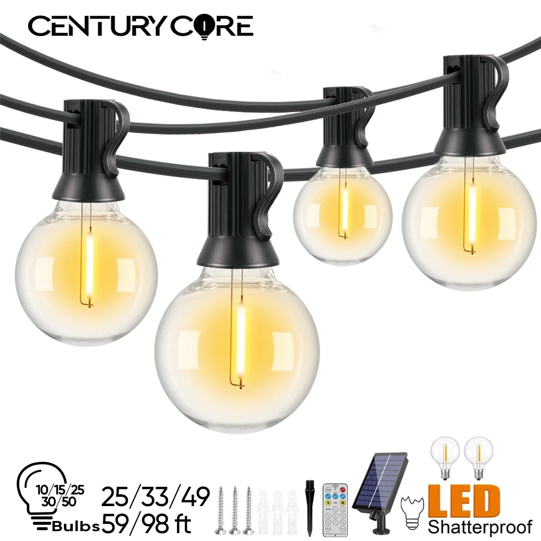 Led G40 Solar String Lights Outdoor Waterproof Garden String Lights USB Rechargeable Solar Light With Remote Decoration Light
Led G40 Solar String Lights Outdoor Waterproof Garden String Lights USB Rechargeable Solar Light With Remote Decoration Light