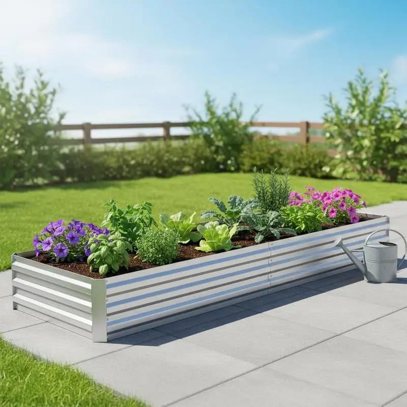Metal Raised Garden Bed Planter Box Outdoor Planters for Growing Flowers, Herbs, Green, Silver
Metal Raised Garden Bed Planter Box Outdoor Planters for Growing Flowers, Herbs, Green, Silver