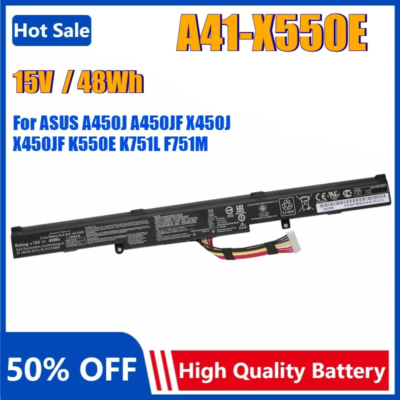48Wh A41-X550E Replacement Laptop Battery for ASUS A450J A450JF X450J X450JF K550E K751L F751M X450E X550z X550za X751m Bateria
48Wh A41-X550E Replacement Laptop Battery for ASUS A450J A450JF X450J X450JF K550E K751L F751M X450E X550z X550za X751m Bateria