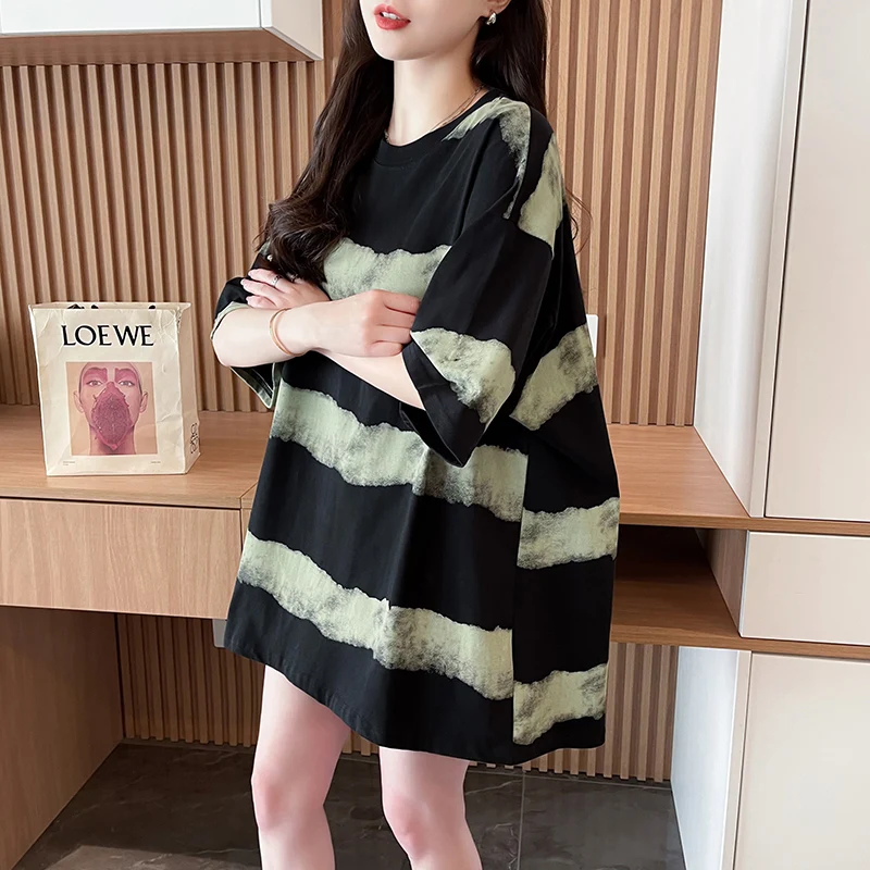 Women's Mid-Length Striped Heel Wrapped-Collar Korean-Style Summer Short-Sleeved T-shirt
Women's Mid-Length Striped Heel Wrapped-Collar Korean-Style Summer Short-Sleeved T-shirt