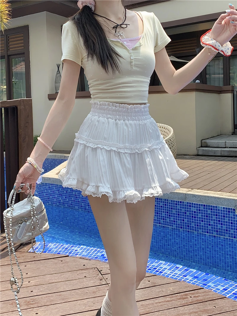 Summer sweet ballet style lace puffy skirt for women anti glare high waisted A-line cake skirts
Summer sweet ballet style lace puffy skirt for women anti glare high waisted A-line cake skirts