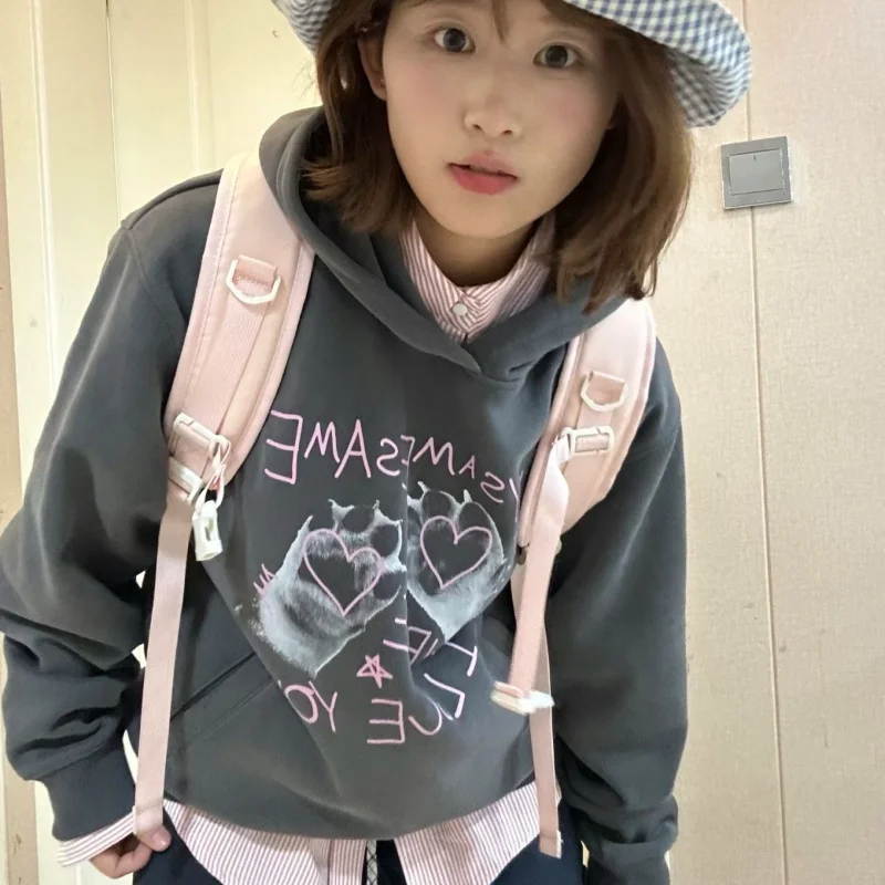 Винтажная толстовка с буквенным принтом, женская Harajuku Y2k, эстетичное свободное пальто с капюшоном, осенне-зимняя милая повседневная толстовка
Винтажная толстовка с буквенным принтом, женская Harajuku Y2k, эстетичное свободное пальто с капюшоном, осенне-зимняя милая повседневная толстовка