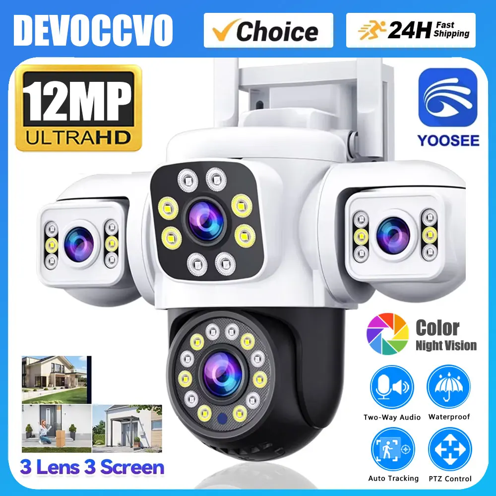 6K Tri-Lens Outdoor PTZ Camera 12MP AI Human Detection Auto Tracking Waterproof WiFi CCTV 360° Color Night Vision Surveillance
6K Tri-Lens Outdoor PTZ Camera 12MP AI Human Detection Auto Tracking Waterproof WiFi CCTV 360° Color Night Vision Surveillance